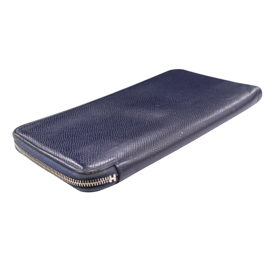 HERMES Silk'In Classique Cartera Larga Cremallera Cuero Epsom Azul X Sello Plata Foto 4 de 4