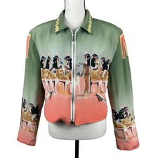 Fortune 88 by Phillip Prince Women's Jacket Size Large Egyptian Theme 100% Silk