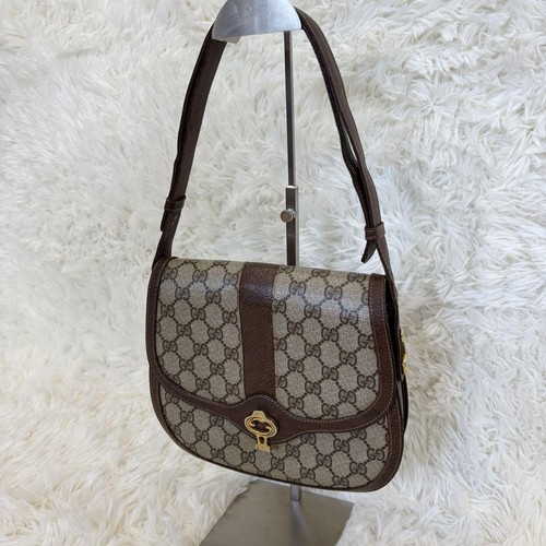 Vintage GUCCI Canvas Leder Schultertasche Beige Braun GG Supreme Made in Italy - Bild 3 von 24