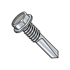 Self-Drilling Screw, 1/4"-20 x 3 in, Zinc Plated Steel Flange Hex Head External