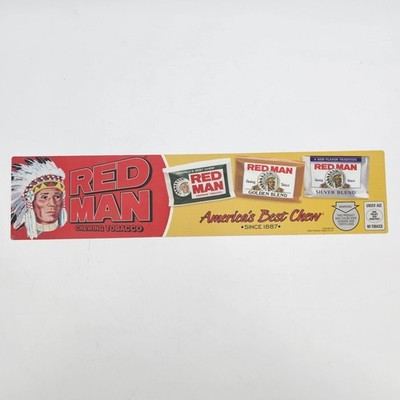 redman silver blend chewing tobacco Red Man Chewing Tobacco Plastic Advertising Case Insert Sign 18