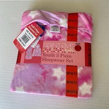 Saint Eve Kids Sleepwear Set Girls M 10 12 Youth 3 Piece Set Pink Stars New