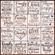 16pcs Family Inspirational Word Stencil Kit Motivational Stencils Phrase Word Re
