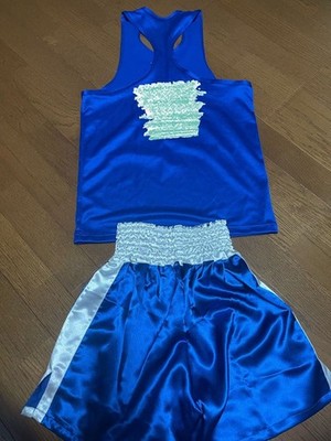 Winning Amateur Boxing Uniform Set Blue Tank S & Shorts Trunks