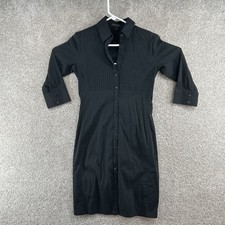 Express Design Studio Women's Button Up Dress Size 0 Black Long Sleeve Collared