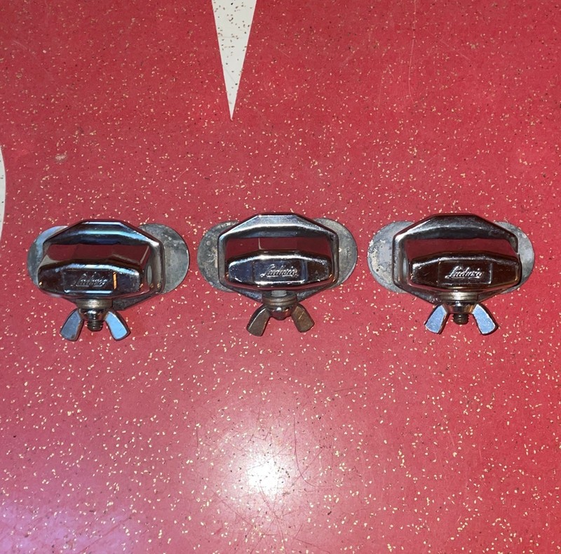 3 Vintage Ludwig 1960s 70's Floor Tom Leg / Bass Drum Spur Mount Brackets
