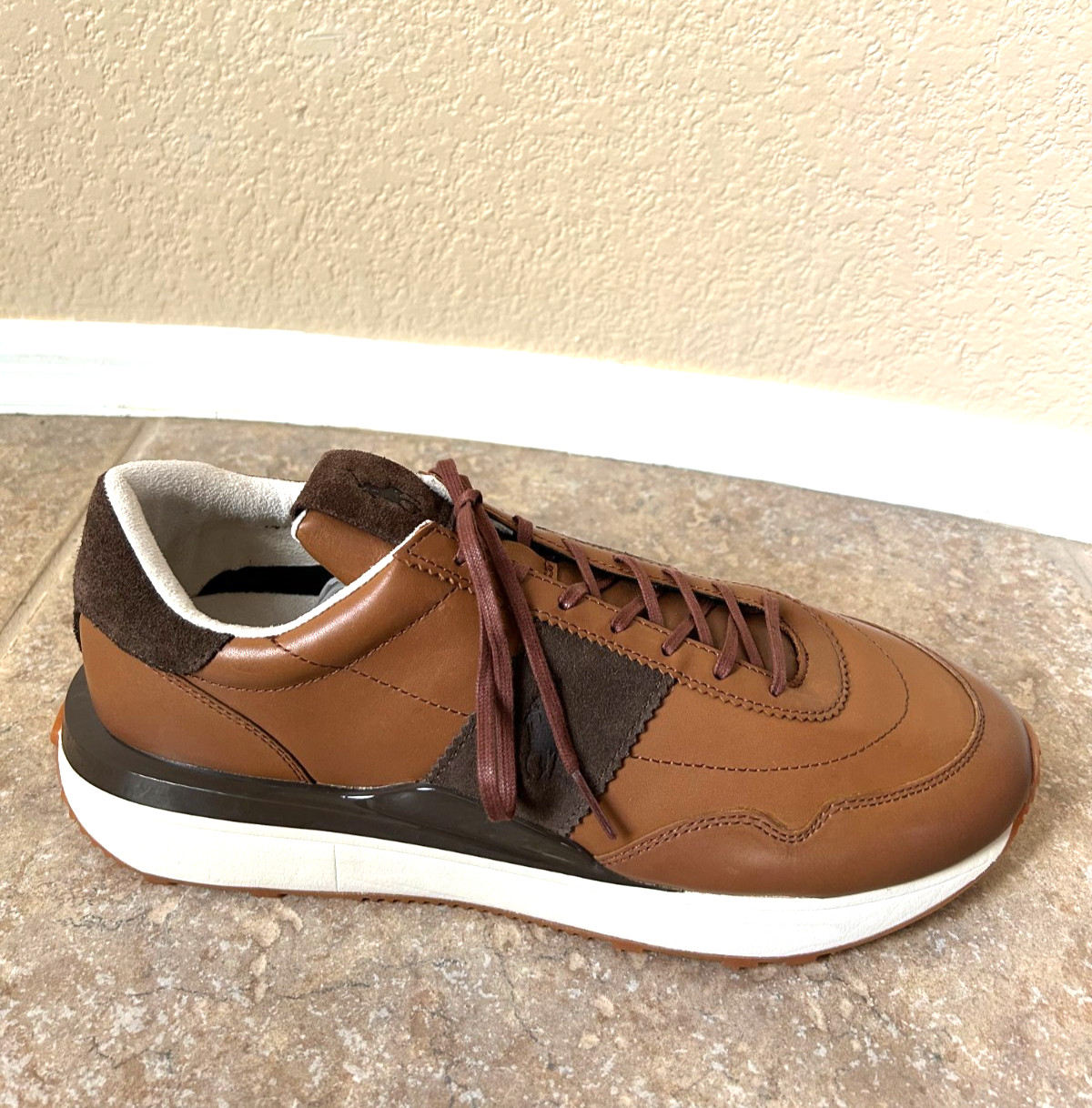 Polo Ralph Lauren Train 89 Low Top Leather Sneakers Men's 12 Clay Tan Brown NEW thumbnail 4