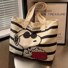 Snoopy Cartoon Handbags Large Capacity Canvas Bags Tote Bags for Women