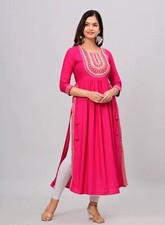 Ethnic Set ; Women Pink/Blue/Burgundy Zari Embroidered Gotta Patti Pleated Kurta