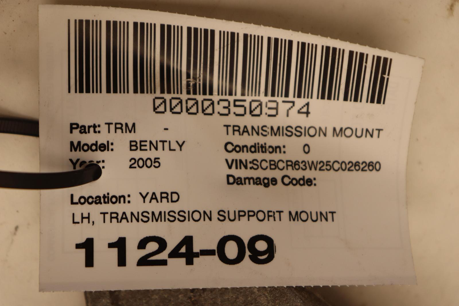 2003-2012 BENTLEY CONTINENTAL GT LEFT TRANSMISSION SUPPORT MOUNT W/ BRACKET OEM