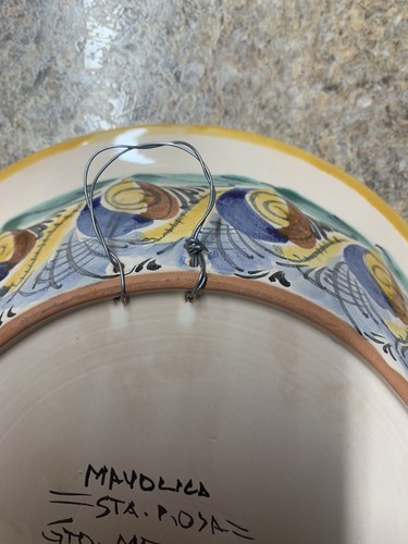 Mayolica Santa Rosa Guanajuato Mexico Pottery Bird Bowl 10” Hanging Bowl - Picture 8 of 15