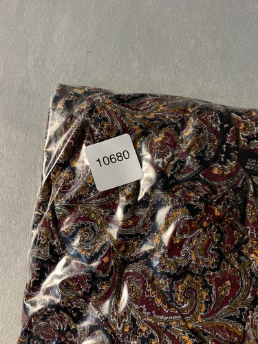 Zara Basic Womens Medium Midi Dress Black Rust Paisley Metallic Frill Keyhole - Picture 15 of 15
