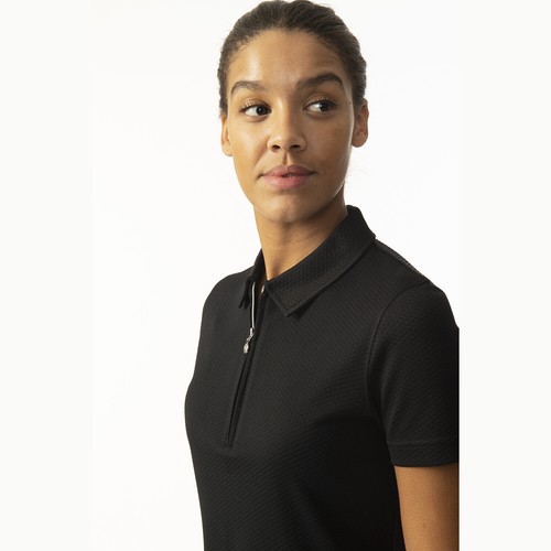 Daily Sports Honeycomb Structured Short Sleeve Polo Shirt in Black - Picture 4 of 4