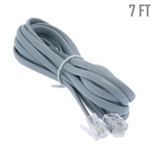 7FT RJ11 6P4C Modular Telephone Phone Line Extension Cord Cable Wire Silver