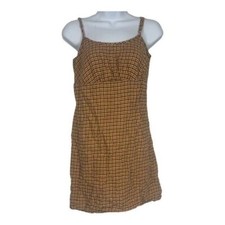 Wild Fable Womens Plaid Mini Dress S Yellow/Orange Rayon-Cotton Blend Sleeveless