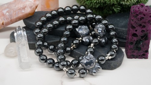Hematite Hello Kitty Inspired Round Beaded Bracelet Crystal Jewelry Gift Anime - Picture 7 of 8