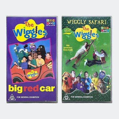 2x The Wiggles VHS Tapes - Big Red Car + Wiggly Safari - ABC for