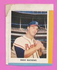 HAND CUT ALBUM COVER ED MATHEWS HOF 1955 GOLDEN STAMPS EDDIE VINTAGE STAIN TPHLC