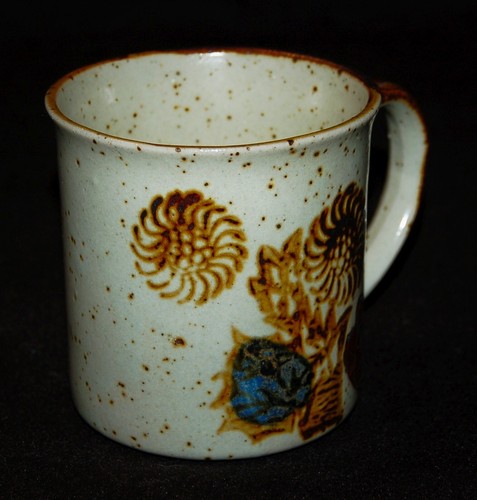 TAZA VINTAGE FLORES DE GRES Hecha en California, EE. UU. Años 50 - Imagen 2 de 5