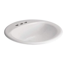 Glacier Bay 19in Drop In Round Bathroom Sink White 4in Centerset China