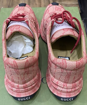 GUCCI Mens Ultralight Plume GG Sneakers | Beige Hibiscus Red  display picture 1
