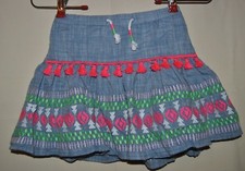 Girl's CAT  JACK Blue Skirt w Embroidery Tassels Size XS 4/5 NWOT