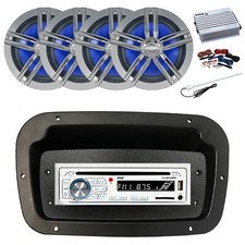 Pyle Marine CD Radio,Adapter,Spa Bezel, Ant, Amp w/Kit, 4x 6.5" Charcoal Speaker