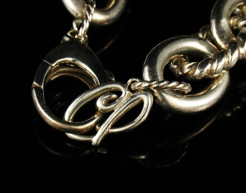 CAROLYN POLLACK SIGNED LARGE OVAL LINK HEAVY SOLID STERLING SILVER BRACELET - Picture 5 of 5