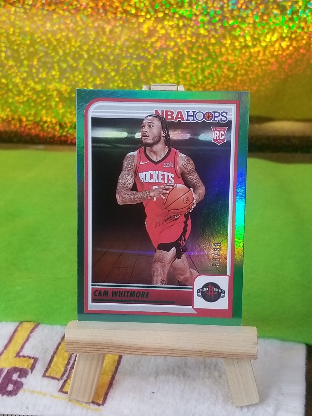 2023-24 Cam Whitmore HOOPS ROOKIE GREEN HOLO SP /99 #265 RC Rockets RARE! CLEAN!