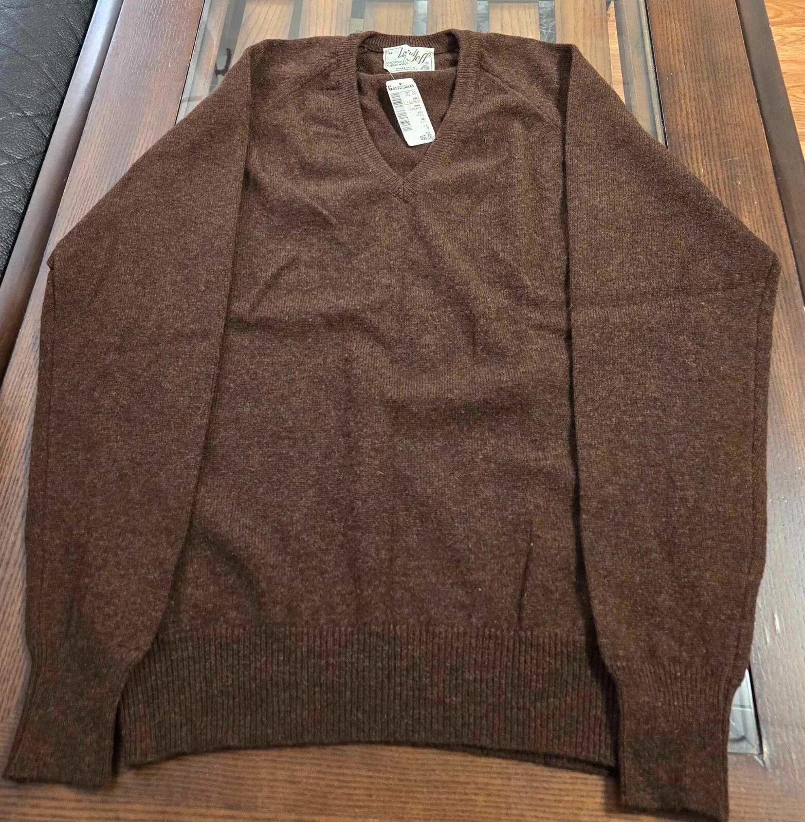 Vintage Mens 100% Wool Lord Jeff Size M Brown Sweater VTG