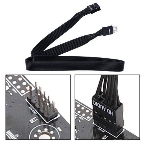 HDAudio 9pin Header Computer Motherboard Front Extension Cable 20/30/50cm - Afbeelding 2 van 22