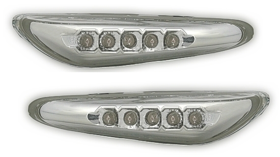 Répétiteurs clignotants LED d'aile chrome étanches pour BMW E60