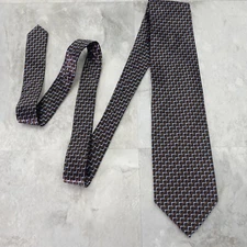 Black Tie Mens Geometric Micro Lattice Silk Necktie Careerwear BERGAMO NEW YORK