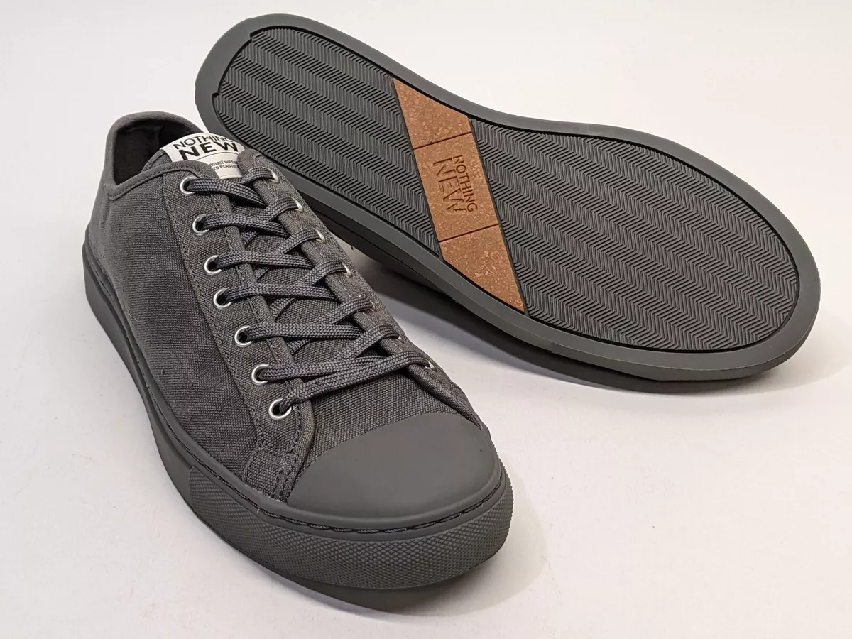 NOTHING NEW Mens Lace Up Low Top Canvas Sneakers Shoes Gray US