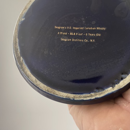 Seagrams VO Canadian Whiskey Cobalt Blue Ceramic Ashtray - Picture 2 of 7