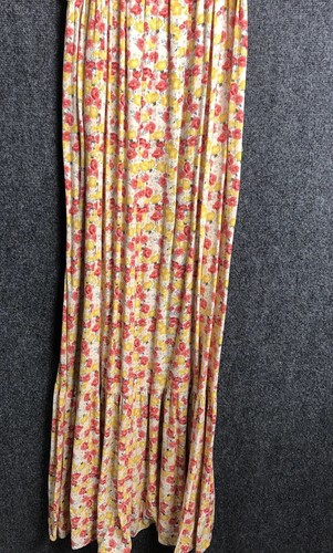 Sonoma Yellow Pink Floral V-Neck Dress Women’s Size Medium Baby Doll Maxi - Picture 2 of 9