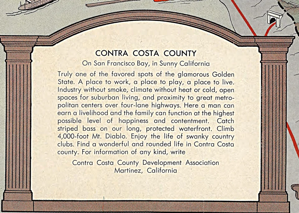 c1930 Pictorial Map Contra Costa County On San Francisco Bay Wall Art Poster — 第 2/3 张图片