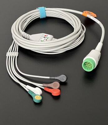 Physio Control Lifepak 20 ECG Cable 5 Lead Snap - Same Day Shipping
