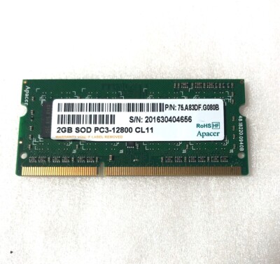 75.A83DF.G080B Apacer 2GB DDR3 PC3-12800S Sodimm Memory Laptop RAM lot of 2