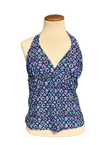 Speedo Womens Halter Top Tankini Swimsuit 14, Blue Italy