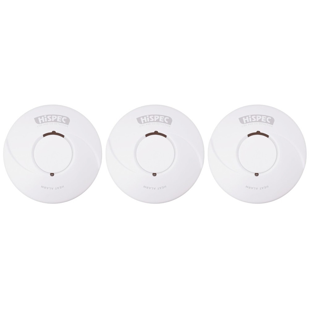 3 x Hispec HSA/BH/RF10-PRO Wireless Interlink Heat Alarm Lithium Battery Powered