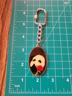 Vintage 1986 The Phantom Of The Opera Mask Rose Keyring Keychain New 