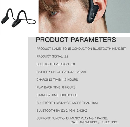 Sport Open-Ear Headphones,Wireless Bone Conduction Bluetooth Earphone MicHeadset - Picture 8 of 10
