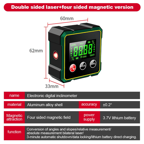 Magnetic Digital Angle Finder with/without Electronic-Laser, Angle Tool New - Picture 8 of 35