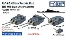 BUNKER Studio IJN35054 1/350 MAYA 20.3cm Turrets 1944
