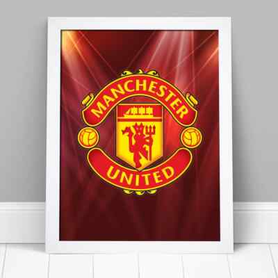 Manchester United Poster Autografato In Edizione Limitata A4 (30x21 Cm), Con Cornice Nera, Memorabilia 2024 - 2