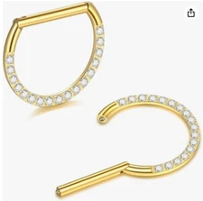 Oveta Titanium Nipple Rings 14G Hinged Segment Clicker Ring D Shaped Jewelry 