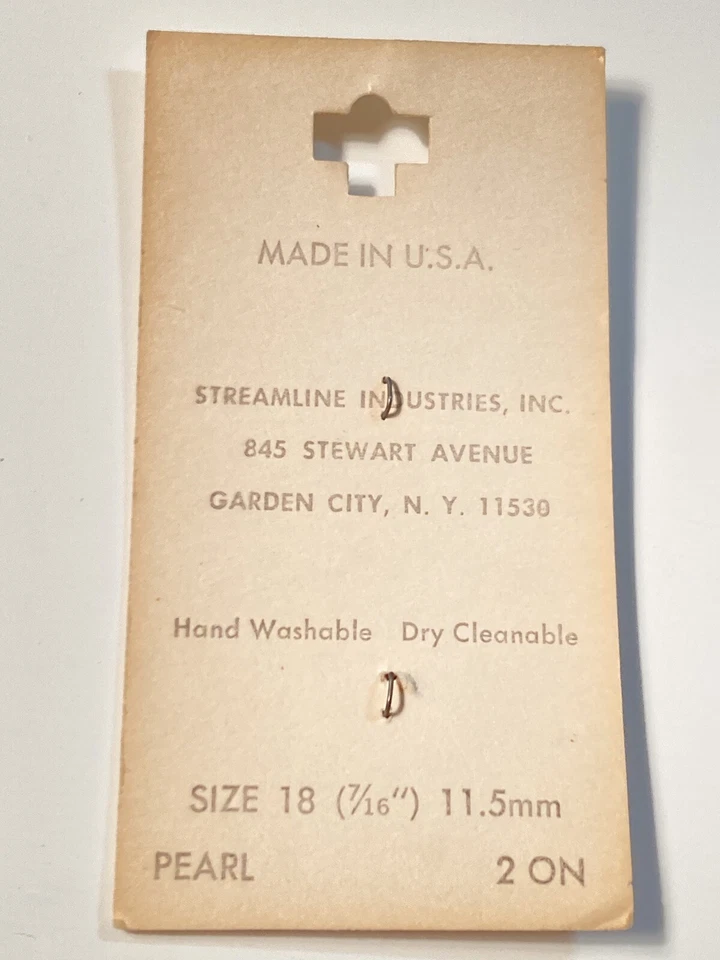 Vintage Streamline Buttons Genuine Pearl Square 2 Hole 7/16" 2 on Card Italy - Image 3 of 3