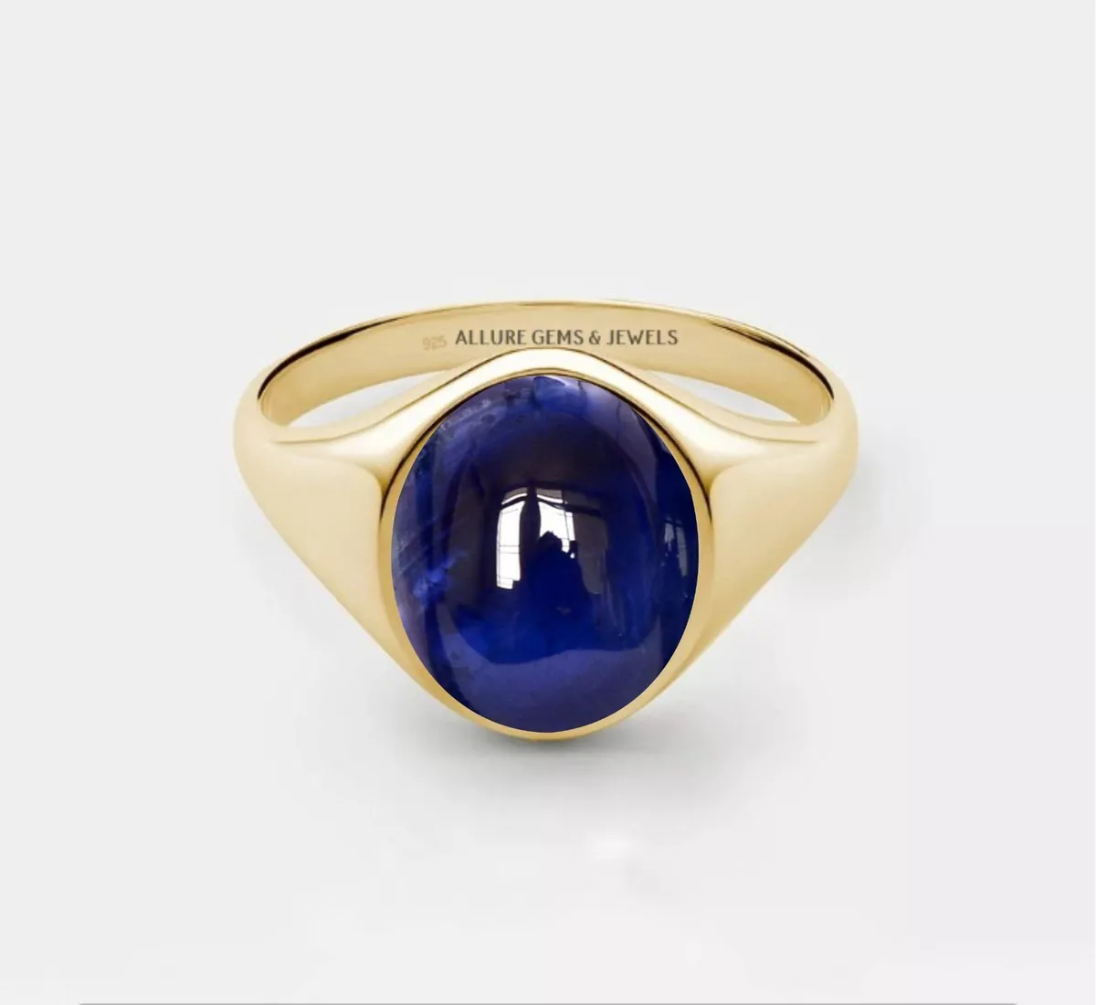 Men Blue Sapphire Quartz Ring Blue Sapphire Ring Signet Ring