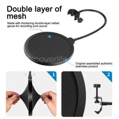 Double Layer Recording Studio Microphone Mic Windscreen Pop Filter Mask Shield